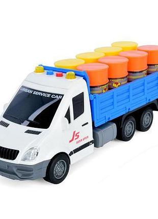 Машинка інерційна toycloud вантажівка газель з бочками синя 1:16
