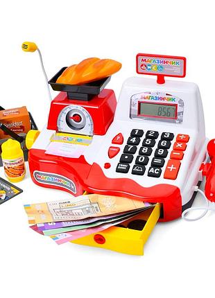 Кассовый аппарат limo toy 7162-1 магазинчик с весами и микрофоном укр красный