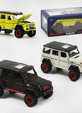 Машинка металева автоексперт mercedes-benz gelandewagen мерседес гелік звук, світло 1:24 жовтий білий