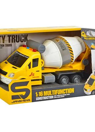 Машина інерційна istoys js132 спецтехніка бетонозмішувач жовта світло-звук