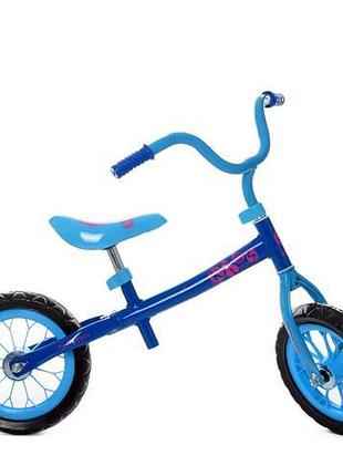 Беговел детский profi kids велобег двухколесный 12" eva голубой