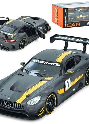 Машинка металева 1:24 автосвіт mercedes-amg gt3, інерційна, відчиняються двері сірий