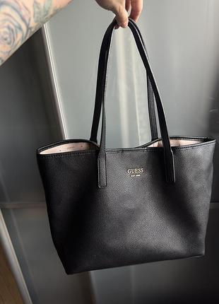 Жіноча сумка guess vikky large tote чорна + косметичка / клатч