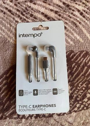 Ведущие внутриканальные наушники intempo type-c earphones
