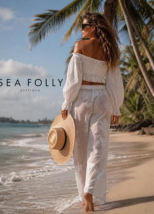 Неймовірно стильний пляжний набір пляжні брюки seafolly і топ з вибитої бавовни