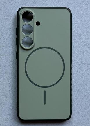 Samsung galaxy s24 чохол proove softline green з magnetic ring, зелений, з магнітами та бездротовою зарядкою