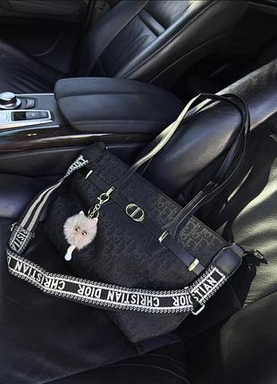 Женская сумка dior shopper, сумка диор шоппер, текстильная сумка-шоппер, вместительная сумка