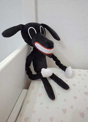 Дитяча м'яка іграшка картун дог cartoon dog мультяшна собака чорна 33см