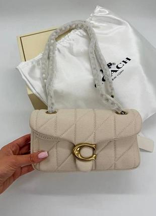Жіноча сумка coach tabby shoulder bag milk with gold hardware бежева
