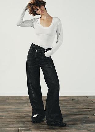 Джинси zara trf wide-leg зі схрещеним поясом