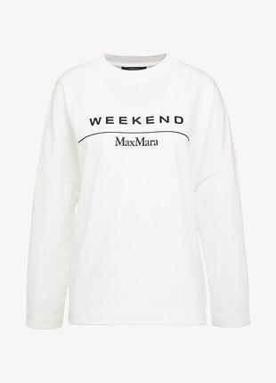Weekend max mara белый минималистичный оверсайз свитшот l, боковые молнии