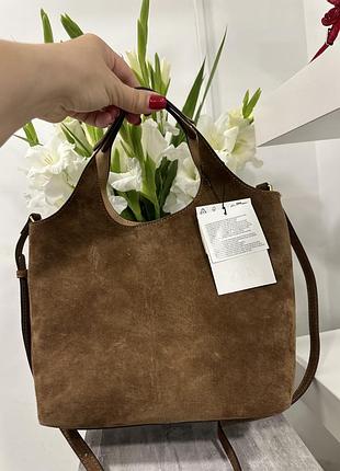 Замшева сумка zara
