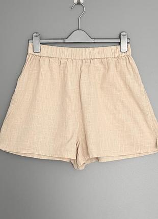 Бежеві вільні шорти asos design із текстурної легкої тканини на еластичній резинці