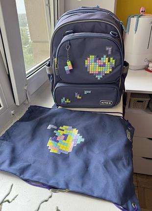 Рюкзак kite tetris для дівчинки + сумка для взуття