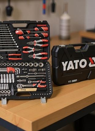 Набір інструментів для автосервісу 122од yato (польща), зручний набір інструментів у валізі, набір інструменту для авто, pig