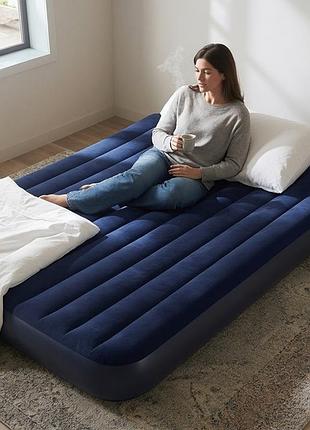 Матрас надувной из плотного материала intex (152×203см), надувной матрас для треккинга, надувной матрас от воздуха, pig