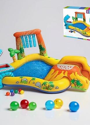 Игровой центр надувной intex, надувной игровой центр водная горка с плотиками, бассейн детский надувной с крышей, pig