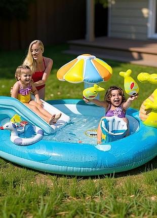 Надувные бассейны с горкой для детей intex, детский надувной игровой центр, детские надувные игровые центры, pig