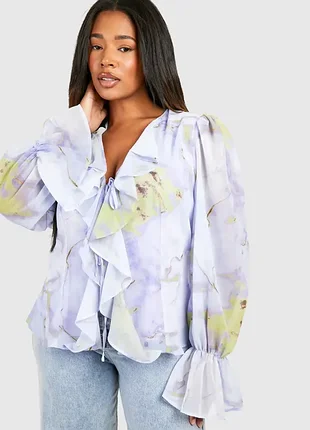 Plus size топ у стилі  блузка бохо з воланами