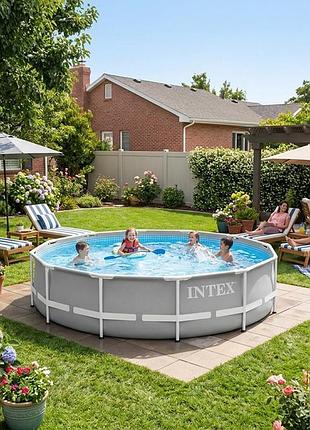 Дачный каркасный бассейн (366x76см) intex, высокий каркасный бассейн, бассейн каркасный для взрослых, pig