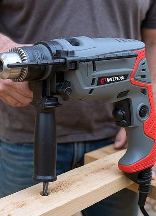 Дрель электро 550вт intertool, электрическая дрель с регулировкой оборотов, ударная дрель с быстрозажимным патроном, pig
