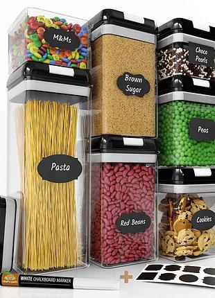 Набор контейнеров для хранения еды, сыпучих и круп food storage container set • 7 емкостей с герметичными крышками