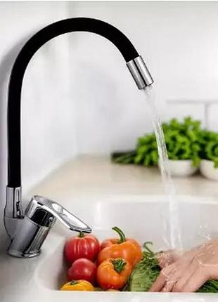 Смеситель гибкий water tap ha-181 для кухни и ванной • кран с силиконовым изливом 47 см и вращением 360°