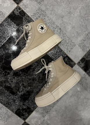 Бежеві високі кеди converse chuck taylor all star cruise текстиль замша