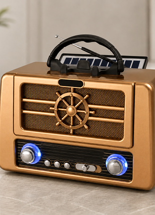 Радіоприймач акумуляторний golon rx-bt8080 bluetooth/usb із сонячною панеллю