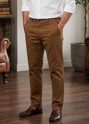 Мужские коричневые брюки чинос marks &amp; spencer р. 38/31 regular fit