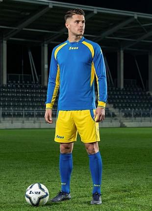 Комплект футбольний zeus kit pippo, 2 предмети (футболка + шорти), блакитно-жовтий розмір м
