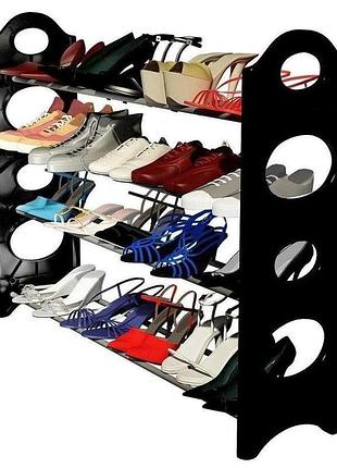 Полка для обуви органайзер amazing stackable shoe rack ∙ стойка - этажерка обувная в прихожую на 4 полки