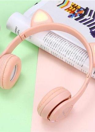 Детские беспроводные bluetooth наушники cat y47 с кошачьими светящимися led ушками и микрофоном