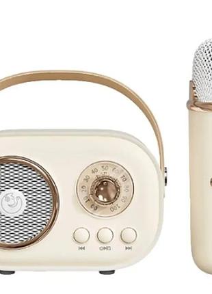 Акустична система «retro» з мікрофоном ∙ бездротова портативна bluetooth колонка на акумуляторі ∙ міні-караоке