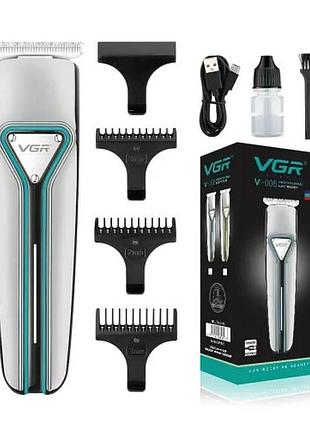 Машинка для стрижки vgr v-008 аккумуляторная usb ∙ триммер для волос, бороды и усов с led-дисплеем и съемными насадками