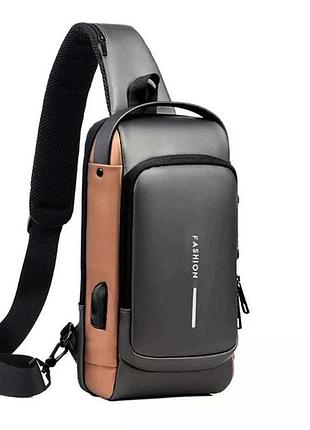 Нагрудна сумка backpac xl-1514100 чорно-сіра маленька
