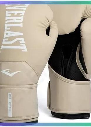Боксерские рукавички everlast elite 2 12 унций бежевые для тренировок и бокса защитные перчатки