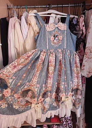 Платье лолита от бренда infanta ~portrait of a little lady~ printed lolita jsk + подюпник от того же бренда