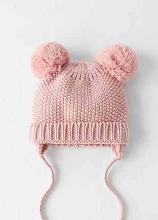 Шапка з вушками zara 0-6м