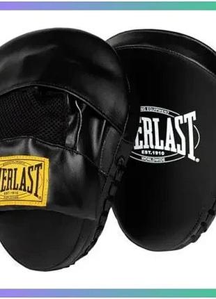 Боксерские лапы everlast 1910 focus mitts черные для тренировок и ударной техники унисекс sku_p00003360