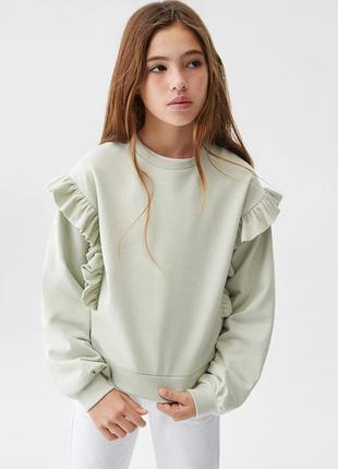 Новый свитшот mango р.116, р. 140 для девочки зеленый
