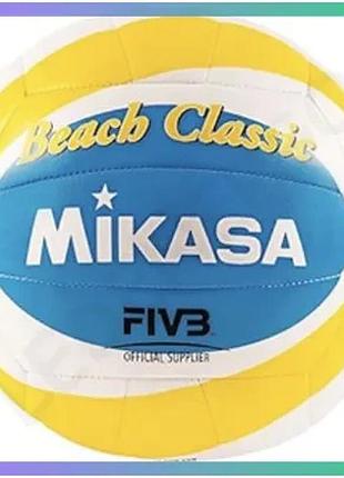 М'яч для пляжного волейболу mikasa beach classic жовтий синій для ігор на пляжі унісекс sku_bv543c-vxb-ysb