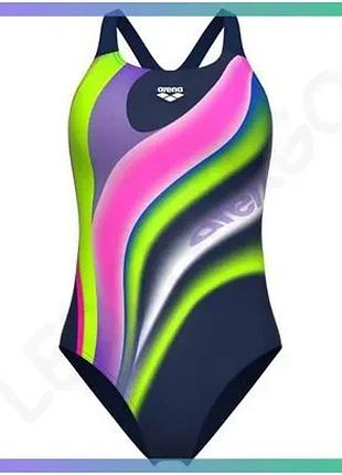 Купальник закрытый arena water fluids swimsuit swim pro темно-синий розовый салатовый для женщин 42 sku_008837-570