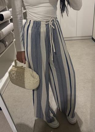 Літні штани палаццо h&m прямі літні брюки в смужку з віскози