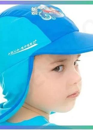Кепка сонцезахисна aqua speed surf-club синя блакитна для дітей з захистом від ультрафіолету 50+ sku_384-02