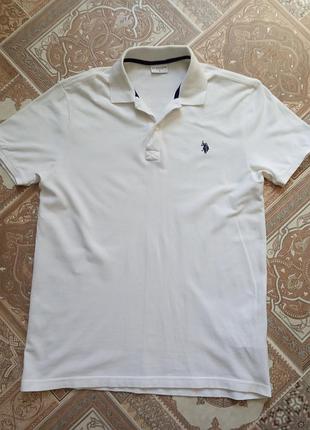 Чоловіче поло u.s. polo assn. біле з коротким рукавом