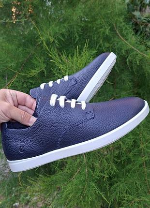 Женские кожаные темно-синие легкие мягкие кеды ecco leisure, 39р.