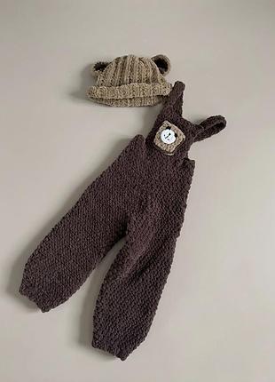 🧸 плюшевий костюмчик «ведмедик» (комбінезон + шапочка) hand-made!