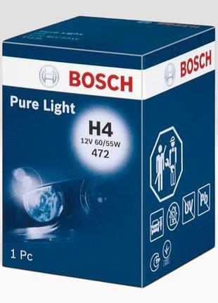 Лампочка h4 bosch pure light 12v 60/55w p43t 1 шт - (1987302041)