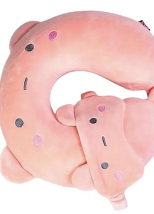 Дорожній набір 2 в 1 bunny подушка для шиї та маска для сну